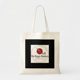 La bolsa de asas feliz del logotipo del ganchillo