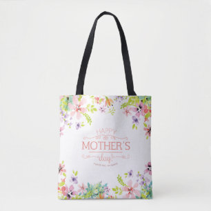 La bolsa de asas feliz floral elegante del día de