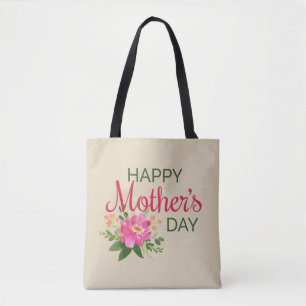 La bolsa de asas feliz floral elegante del día de