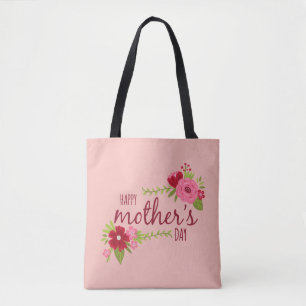 La bolsa de asas feliz floral elegante del día de