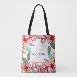 La bolsa de asas feliz floral elegante del día de
