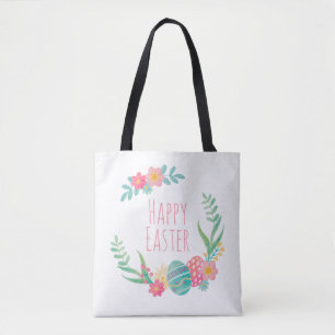 La bolsa de asas feliz floral simple de Pascua el