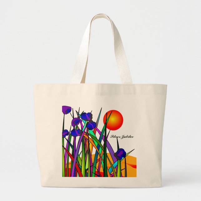 La bolsa de asas floral artsy del 25to jubileo de (Frente)