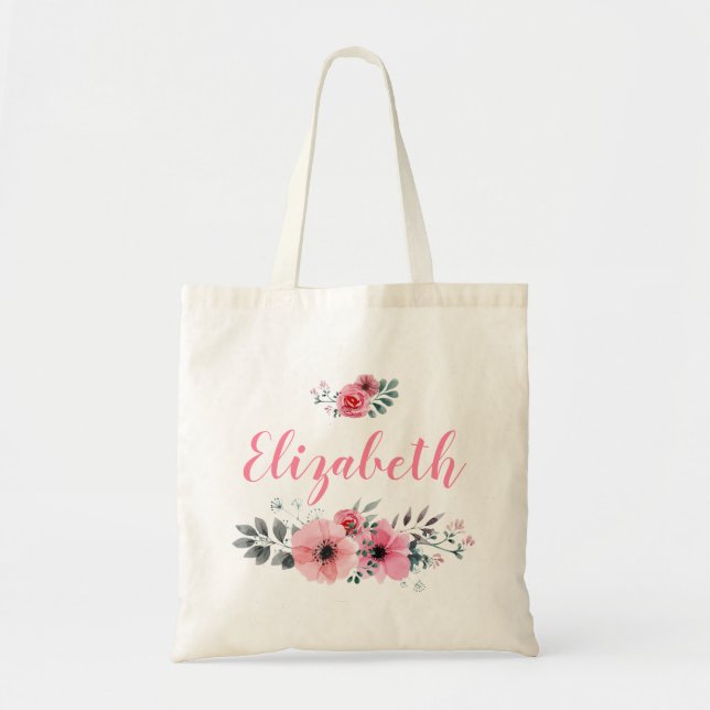La bolsa de asas floral de encargo (Frente)