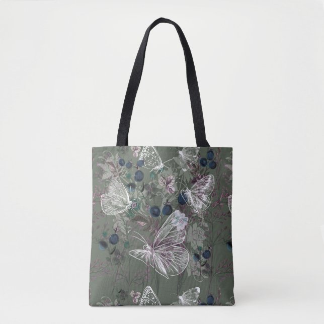 La bolsa de asas floral de la mariposa de la verde (Anverso)