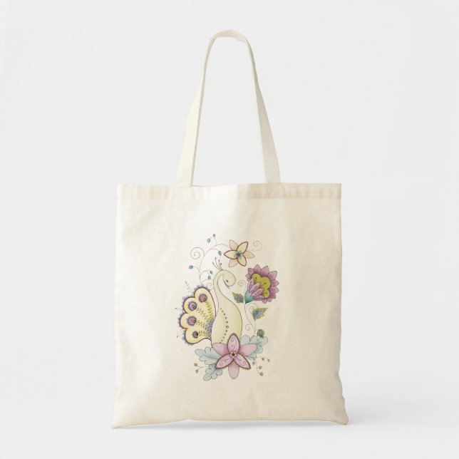 La bolsa de asas floral del pavo real (Frente)