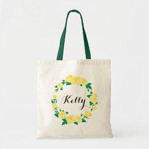 La bolsa de asas floral personalizada de los rosas