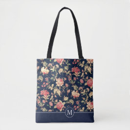 La bolsa de asas floral preciosa del monograma el