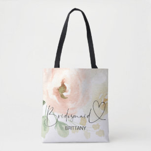 La bolsa de asas floral rosada de la boda del