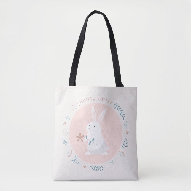 La bolsa de asas floral simple del conejito de (Anverso)