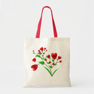 La bolsa de asas floreciente de los corazones