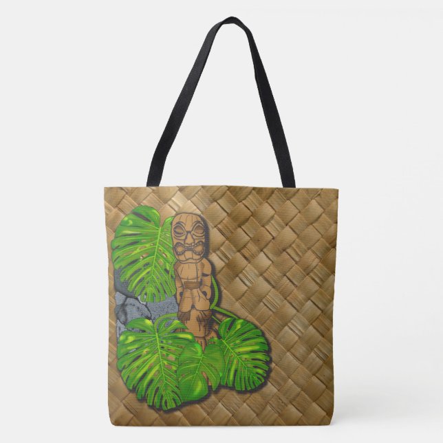 La bolsa de asas hawaiana de la impresión de Tiki (Anverso)