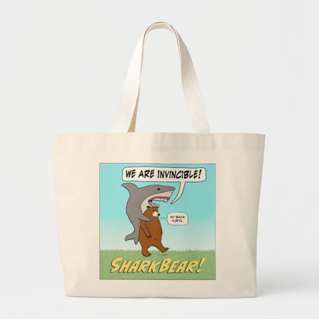 La bolsa de asas invencible divertida del tiburón (Frente)
