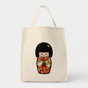 La bolsa de asas japonesa (roja) de la muñeca de