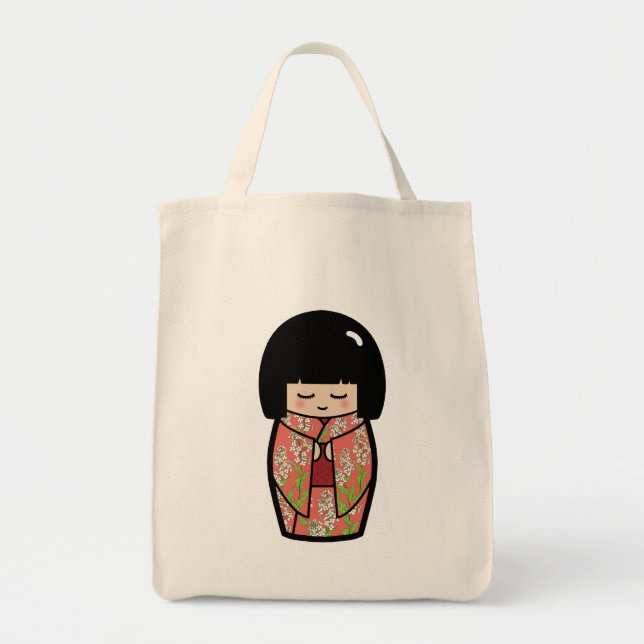 La bolsa de asas japonesa (rosada) de la muñeca de (Frente)