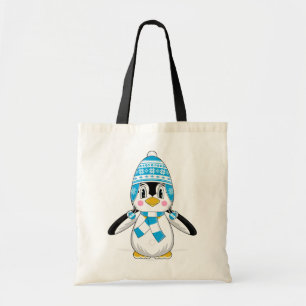 La bolsa de asas lanosa del pingüino del gorra