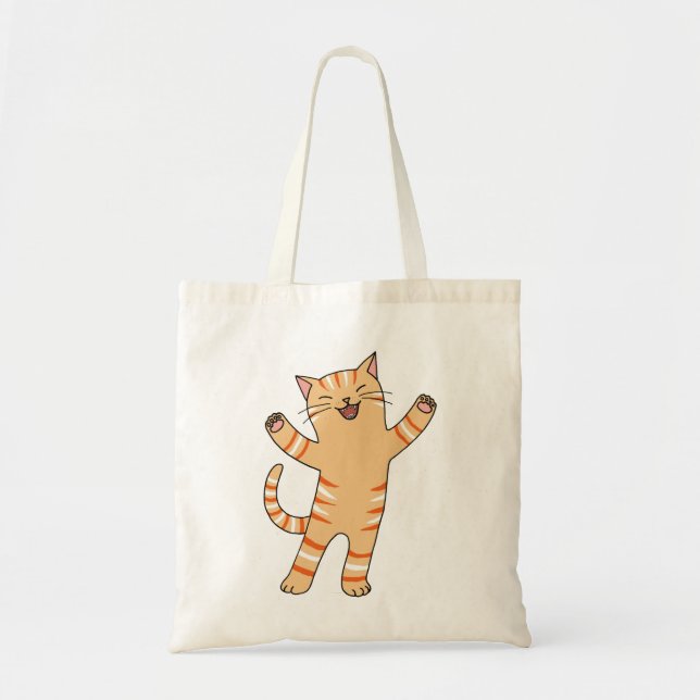 La bolsa de asas linda anaranjada feliz divertida (Frente)
