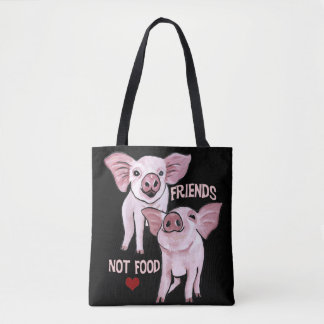 La bolsa de asas linda de los cerdos de la comida