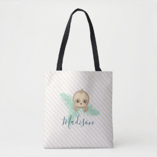 La bolsa de asas linda del monograma de la pereza