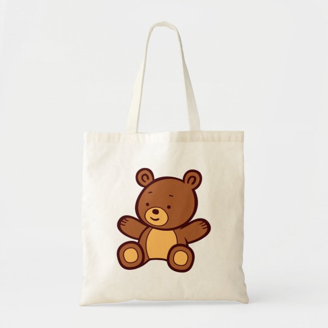 La bolsa de asas linda del oso de peluche del (Frente)
