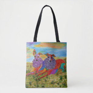 La bolsa de asas linda y colorida del galgo
