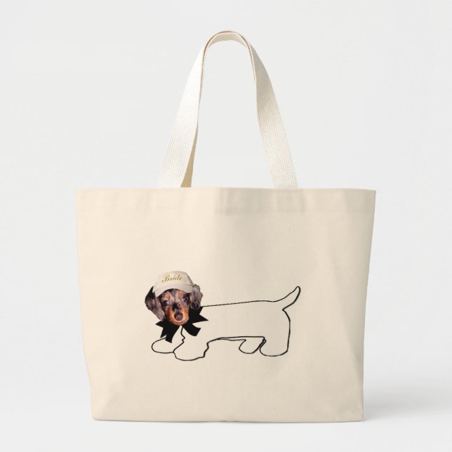La bolsa de asas manuscrita del perro de la novia (Frente)