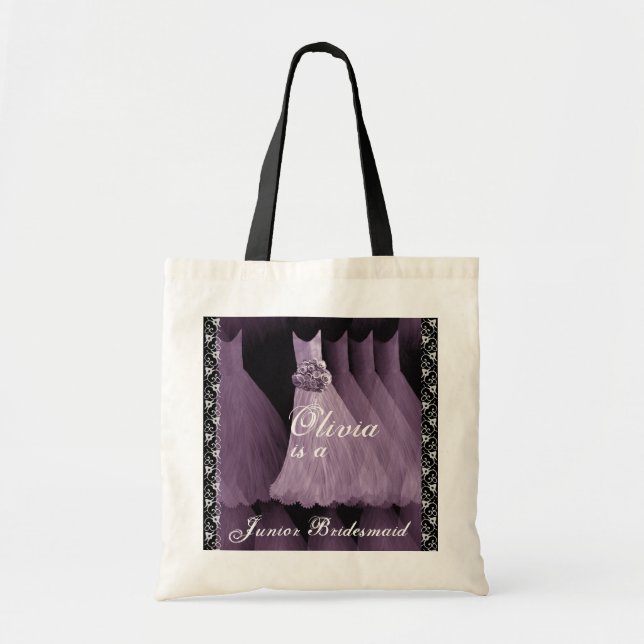 La bolsa de asas menor PÚRPURA del algodón de la (Frente)