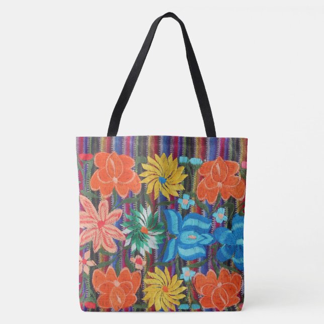 La bolsa de asas mexicana del diseño del bordado (Anverso)