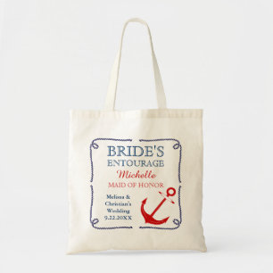 La bolsa de asas náutica de la boda del ancla de