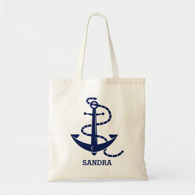 La bolsa de asas náutica personalizada del ancla (Frente)