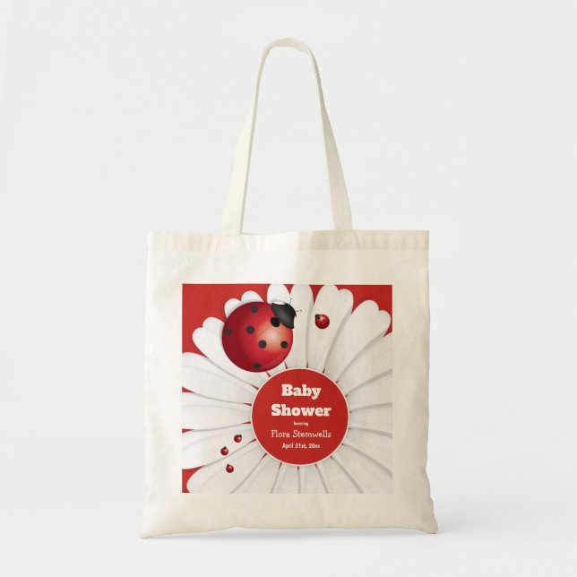 La bolsa de asas negra blanca roja de Baby Shower (Frente)