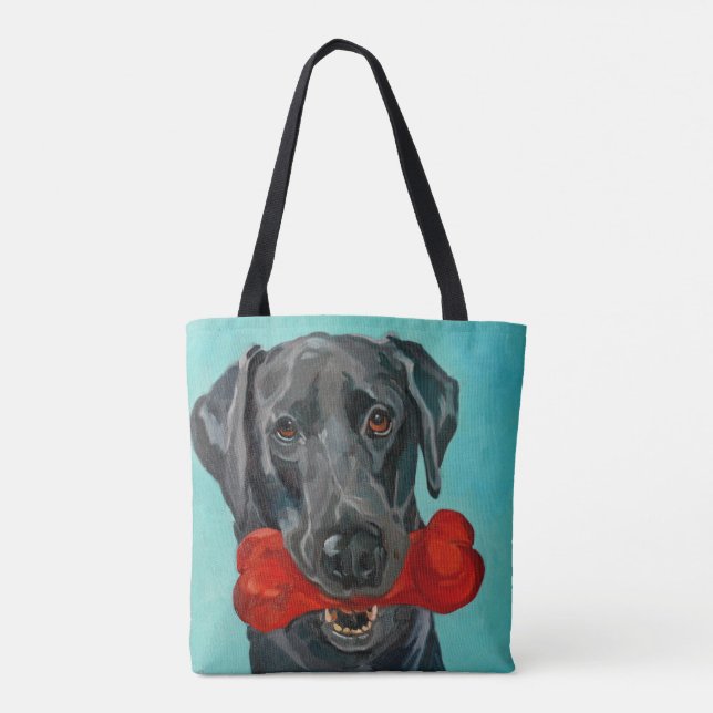 La bolsa de asas negra del perro de Labrador (Reverso)
