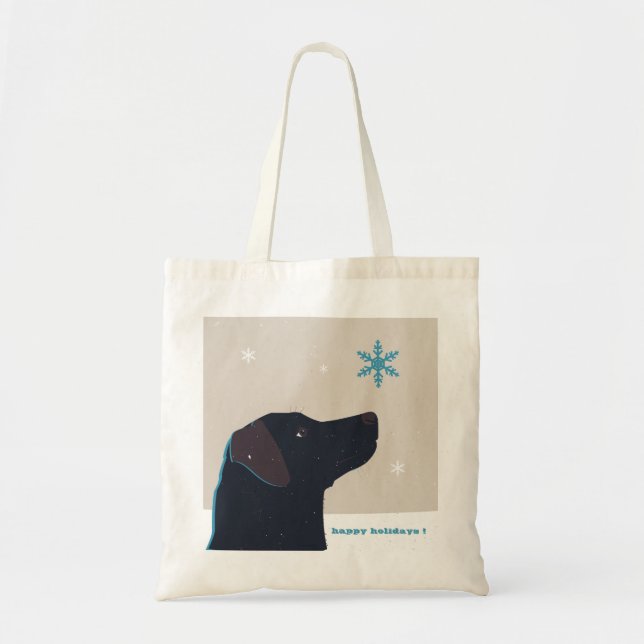 La bolsa de asas negra festiva de Labrador (Frente)