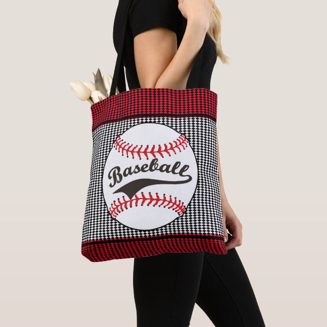 La bolsa de asas negra roja de la impresión del (Detalle)