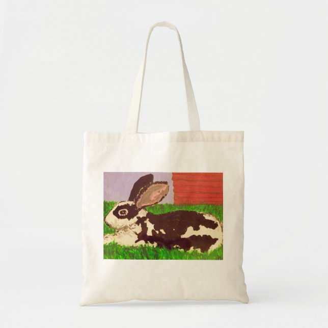 La bolsa de asas negra y blanca del conejito del (Frente)