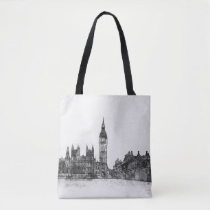 La bolsa de asas negra y blanca del horizonte de