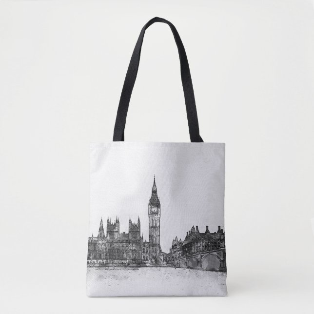 La bolsa de asas negra y blanca del horizonte de (Anverso)