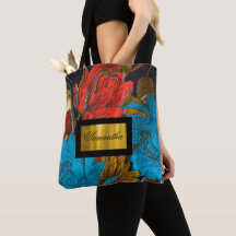 La bolsa de asas negra y roja personalizada del