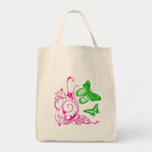 La bolsa de asas orgánica azul de la mariposa
