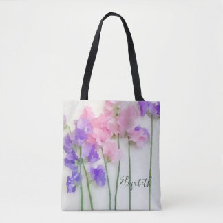 La bolsa de asas personalizada de la acuarela del