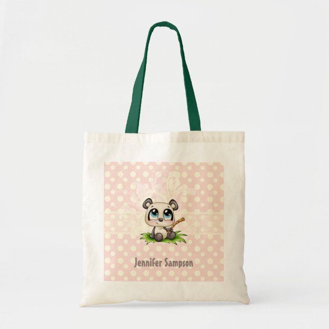 La bolsa de asas personalizada de los polkadots (Frente)
