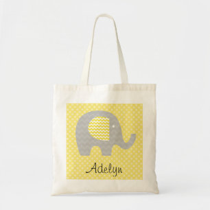 La bolsa de asas personalizada elefante amarillo