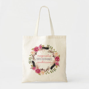 La bolsa de asas personalizada floral de la dama