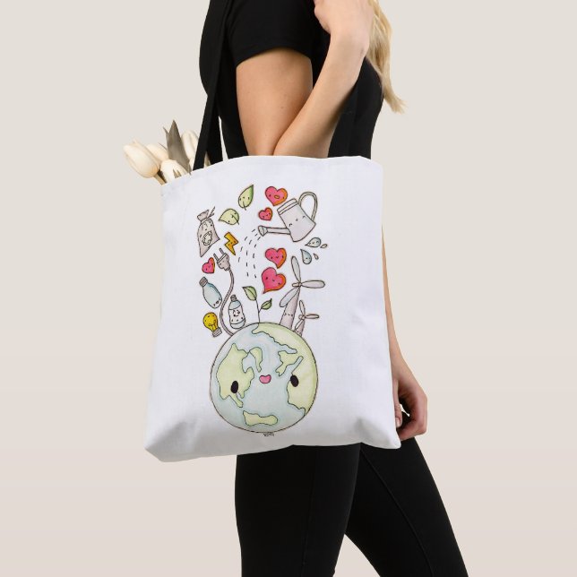 La bolsa de asas reutilizable de la violeta (Detalle)