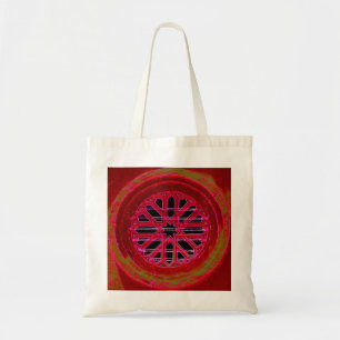 la bolsa de asas roja de la mandala de la ventana