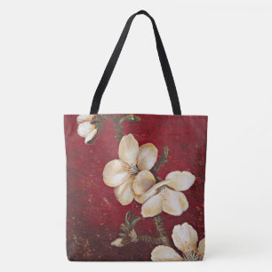 La bolsa de asas roja del flor de la almendra