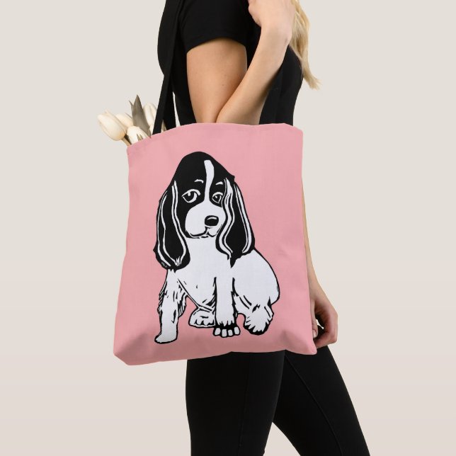 La bolsa de asas rosa clara blanco y negro de (Detalle)
