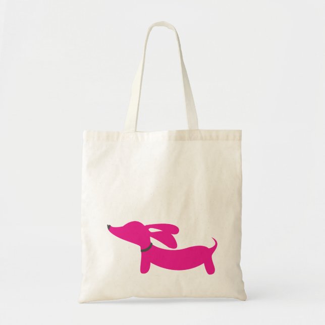 La bolsa de asas rosada del Dachshund (Frente)