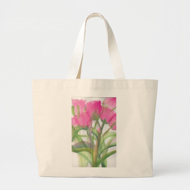 La bolsa de asas rosada del jumbo del tulipán (Frente)