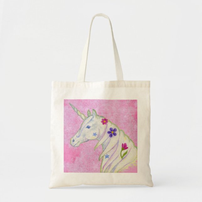 La bolsa de asas rosada del unicornio (Frente)